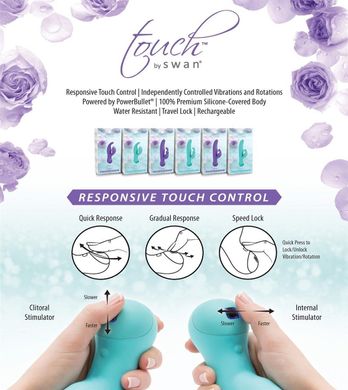 Вібратор-кролик з сенсорним управлінням і ротацією Touch by SWAN - Duo Purple, глибока вібрація SO2729 фото