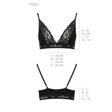 Еластичний топ з мереживом Passion PS001 TOP S, black SO4177 фото