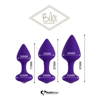 Набір силіконових анальних пробок FeelzToys - Bibi Butt Plug Set 3 pcs Purple SO5064 фото