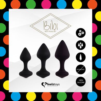 Набор силиконовых анальных пробок FeelzToys - Bibi Butt Plug Set 3 pcs Black SO5065 фото