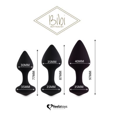 Набір силіконових анальних пробок FeelzToys - Bibi Butt Plug Set 3 pcs Black SO5065 фото