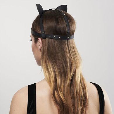 Маска кішечки Bijoux Indiscrets MAZE - Cat Ears Headpiece Black, екошкіра SO2684 фото