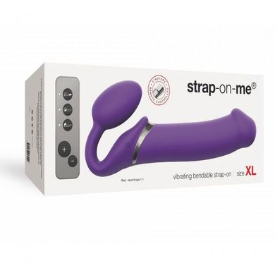 Безремінний страпон з вібрацією Strap-On-Me Vibrating Violet XL, діам. 4,5 см, пульт ДК, регульовани SO3827 фото