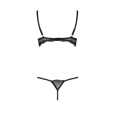 Комплект белья Passion Exclusive VALERY SET OpenBra L/XL, black, стрепи, трусики, открытый лиф PS25104 фото