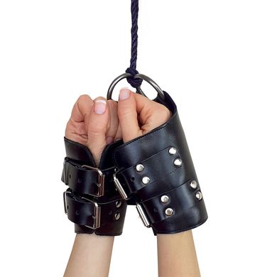 Манжети для підвісу за руки Art of Sex – Kinky Hand Cuffs For Suspension, чорні, натуральна шкіра SO5183 фото