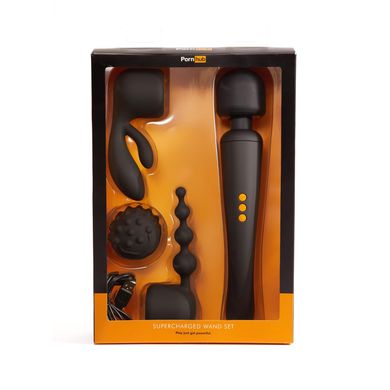 Вибромассажер с тремя насадками Pornhub Supercharge Wand Set, мощный SO2893 фото