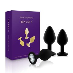 Набор анальных пробок с кристаллом Rianne S: Booty Plug Set Black, диаметр 2,7см, 3,5см, 4,1см SO3889 фото