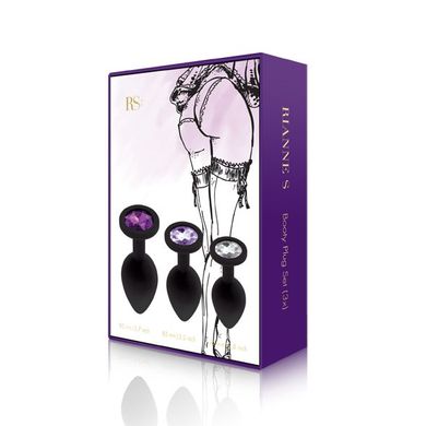 Набор анальных пробок с кристаллом Rianne S: Booty Plug Set Black, диаметр 2,7см, 3,5см, 4,1см SO3889 фото