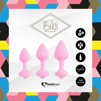 Набір силіконових анальних пробок FeelzToys - Bibi Butt Plug Set 3 pcs Pink SO4576 фото