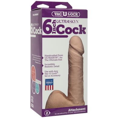 Фалоімітатор Doc Johnson Vac-U-Lock - 6 Inch ULTRASKYN Cock White, діаметр 4,3 см SO1560 фото