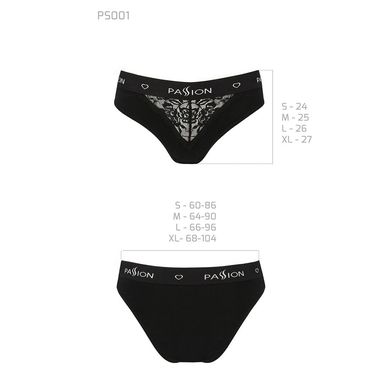 Трусики з широкою гумкою і мереживом Passion PS001 PANTIES M, black SO4160 фото