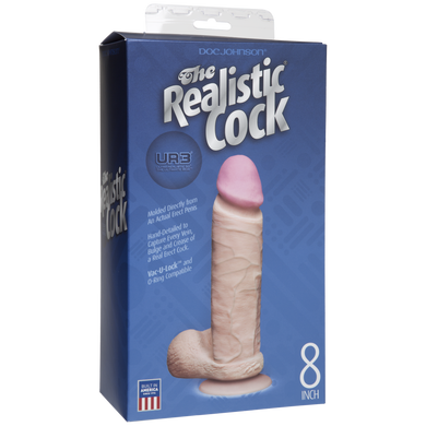 Фалоімітатор Doc Johnson The Realistic Cock 8 inch White - ULTRASKYN, Vack-U-Lock, діаметр 5,1 см SO1551 фото