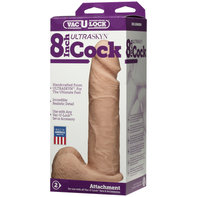 Фаллоимитатор Doc Johnson Vac-U-Lock - 8 Inch Ultraskyn Cock White SO1561 фото