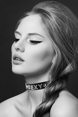 Чокер зі стразами Bijoux Pour Toi - SEXY, натуральна шкіра SO1876 фото